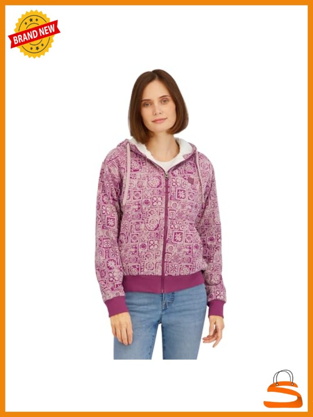 Oversized Sherpa Lined Full Zip Hoodie Fleece Jacket